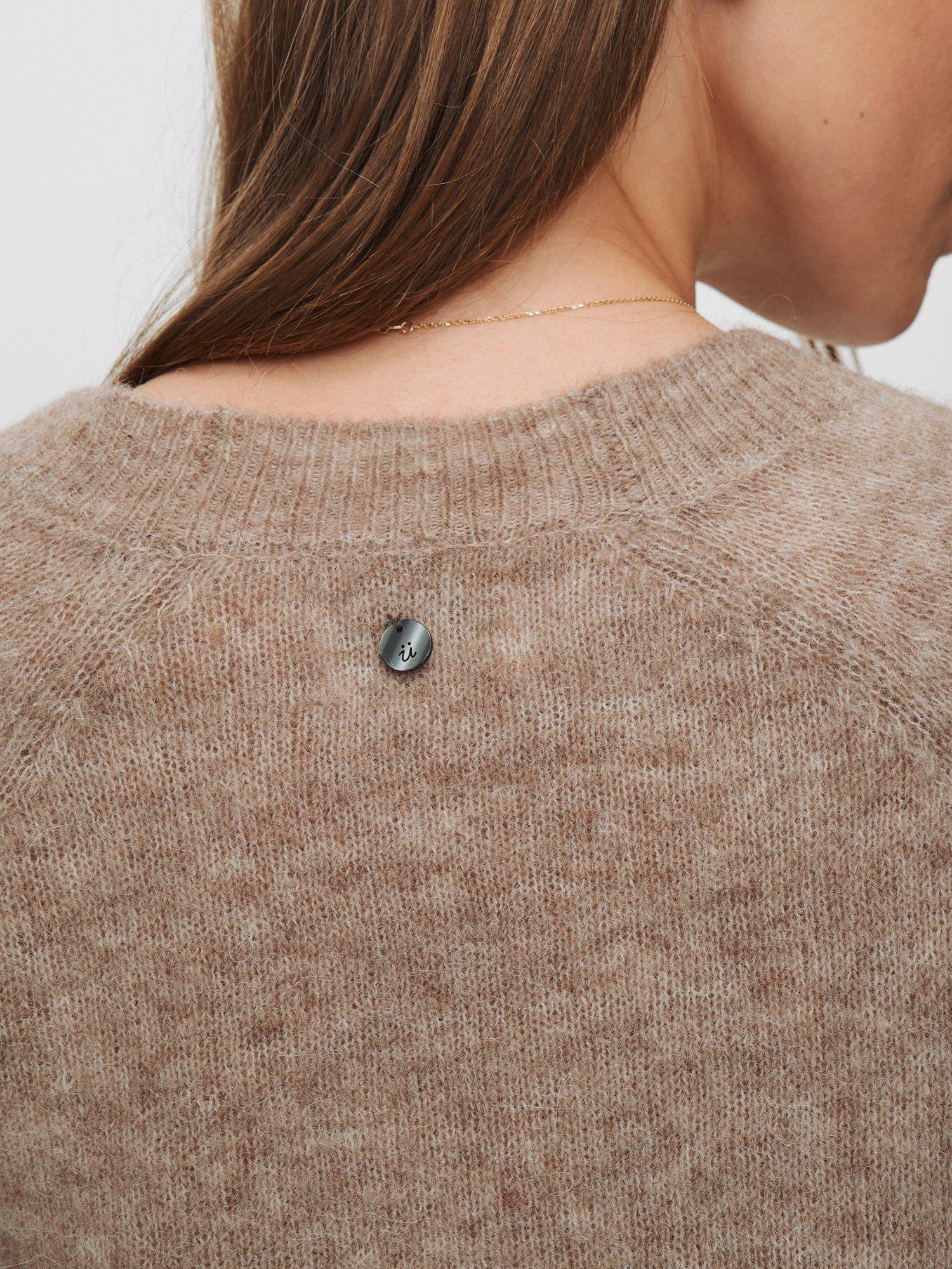 Product image 4 of 7, which shows Numph Riette V-Neck Wool Rich Cardigan, Grey, XS-S