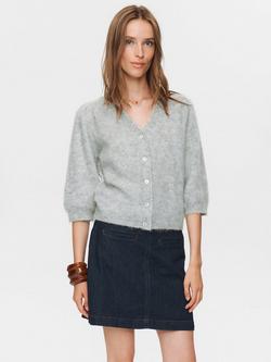Numph Suri Brushed Knit Cardigan, Light Grey, Light Grey