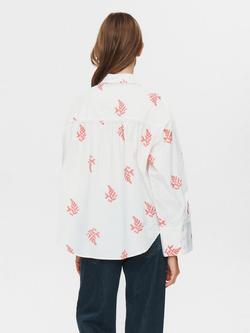 Numph Baily Embroidered Fern Shirt, White/Pink - view 2, White/Pink