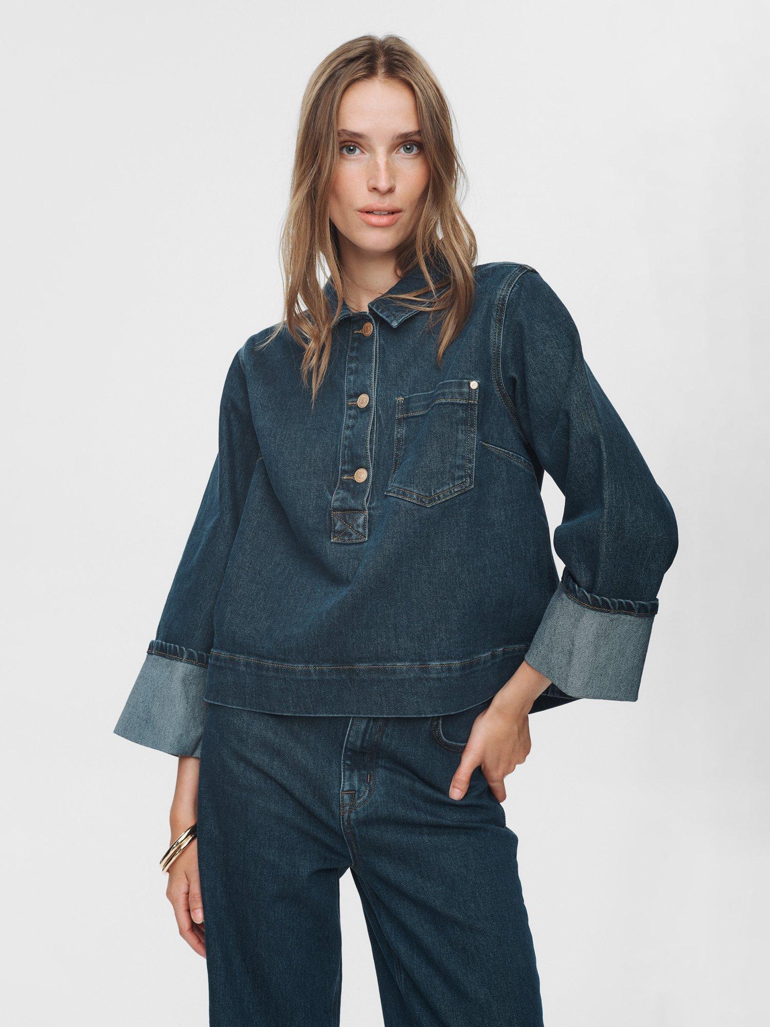 Product image 1 of 9, which shows Numph Toronto Denim Shirt, Dark Blue, 34