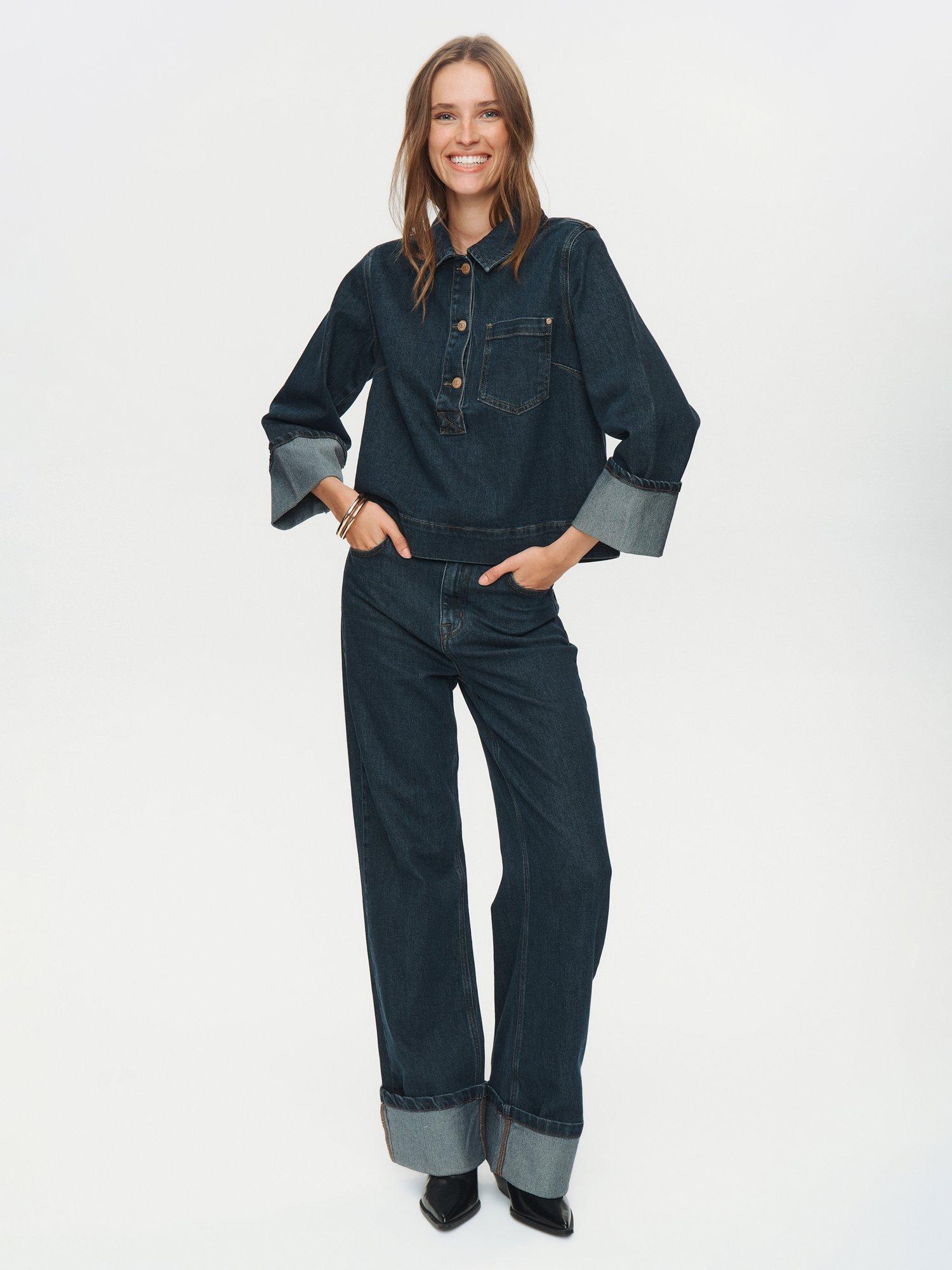 Product image 3 of 9, which shows Numph Toronto Denim Shirt, Dark Blue, 34