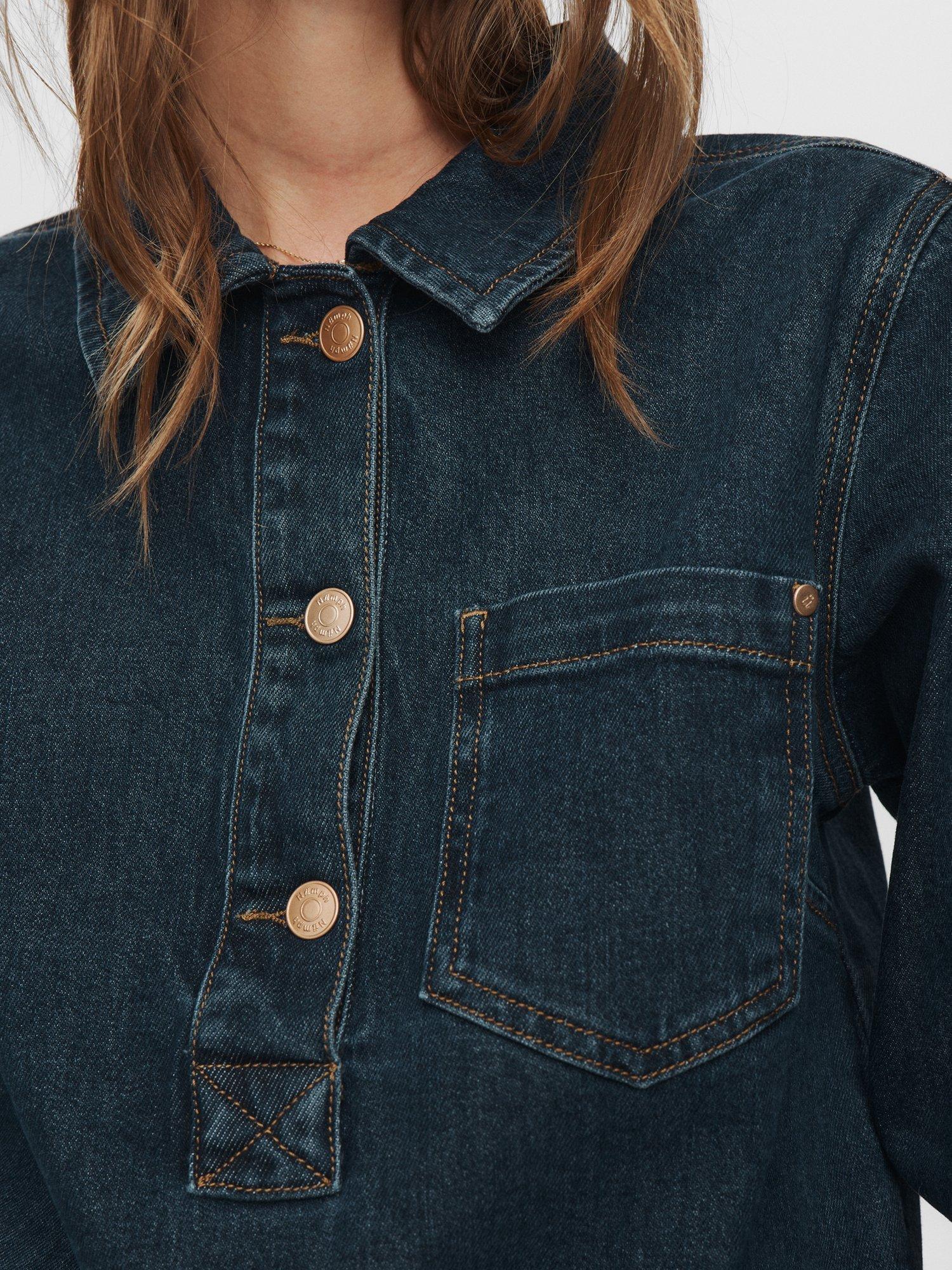 Product image 4 of 9, which shows Numph Toronto Denim Shirt, Dark Blue, 34