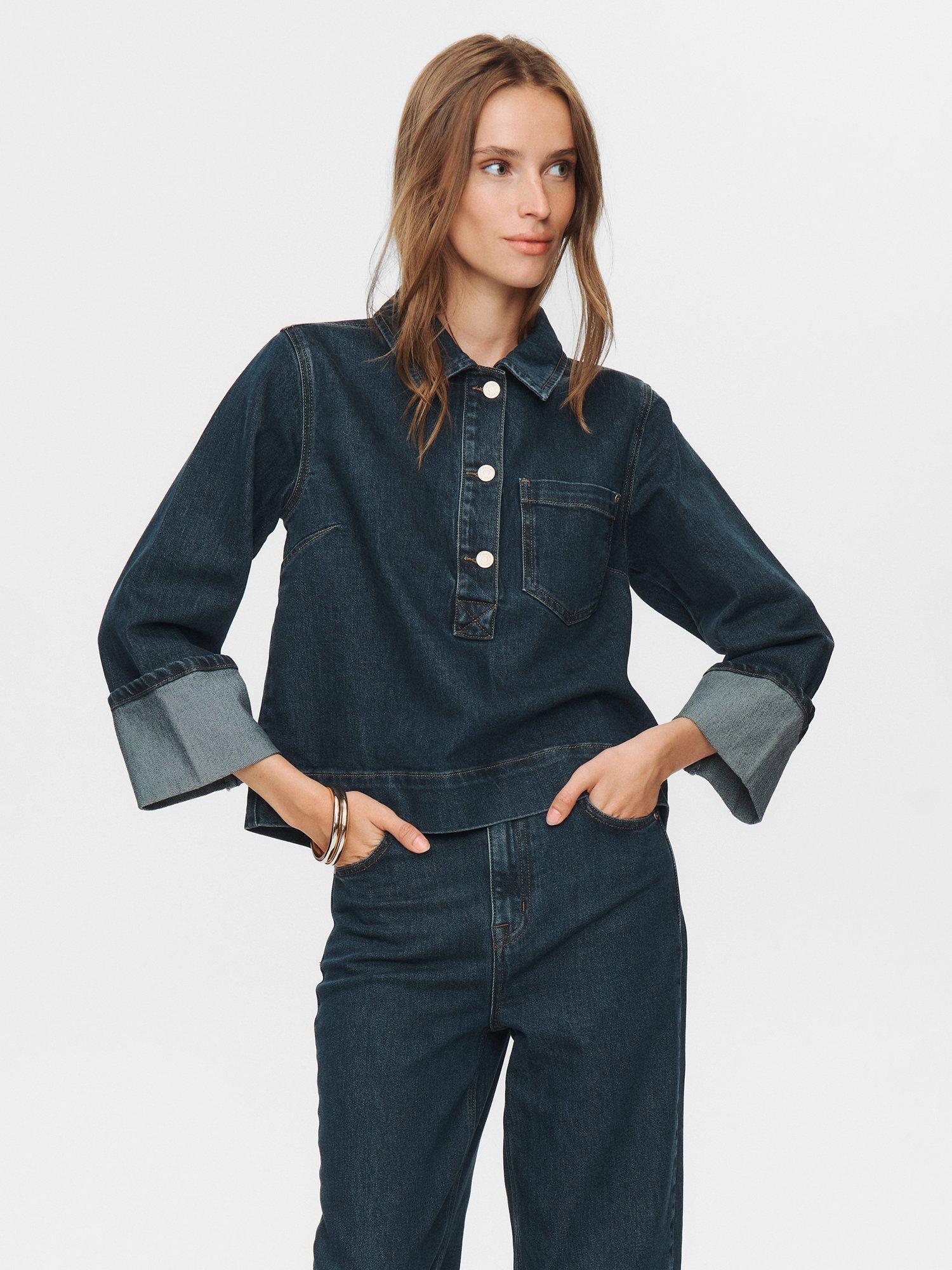 Product image 7 of 9, which shows Numph Toronto Denim Shirt, Dark Blue, 34