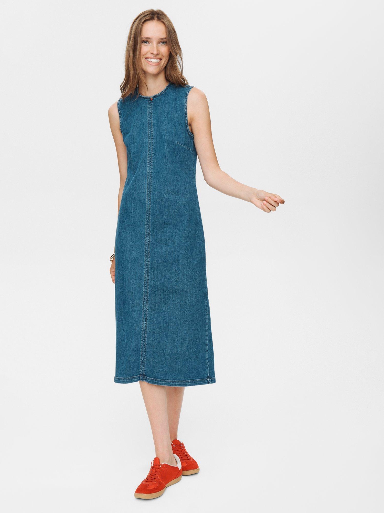 Product image 3 of 7, which shows Numph Amber Sleeveless Denim Dress, Blue, 34