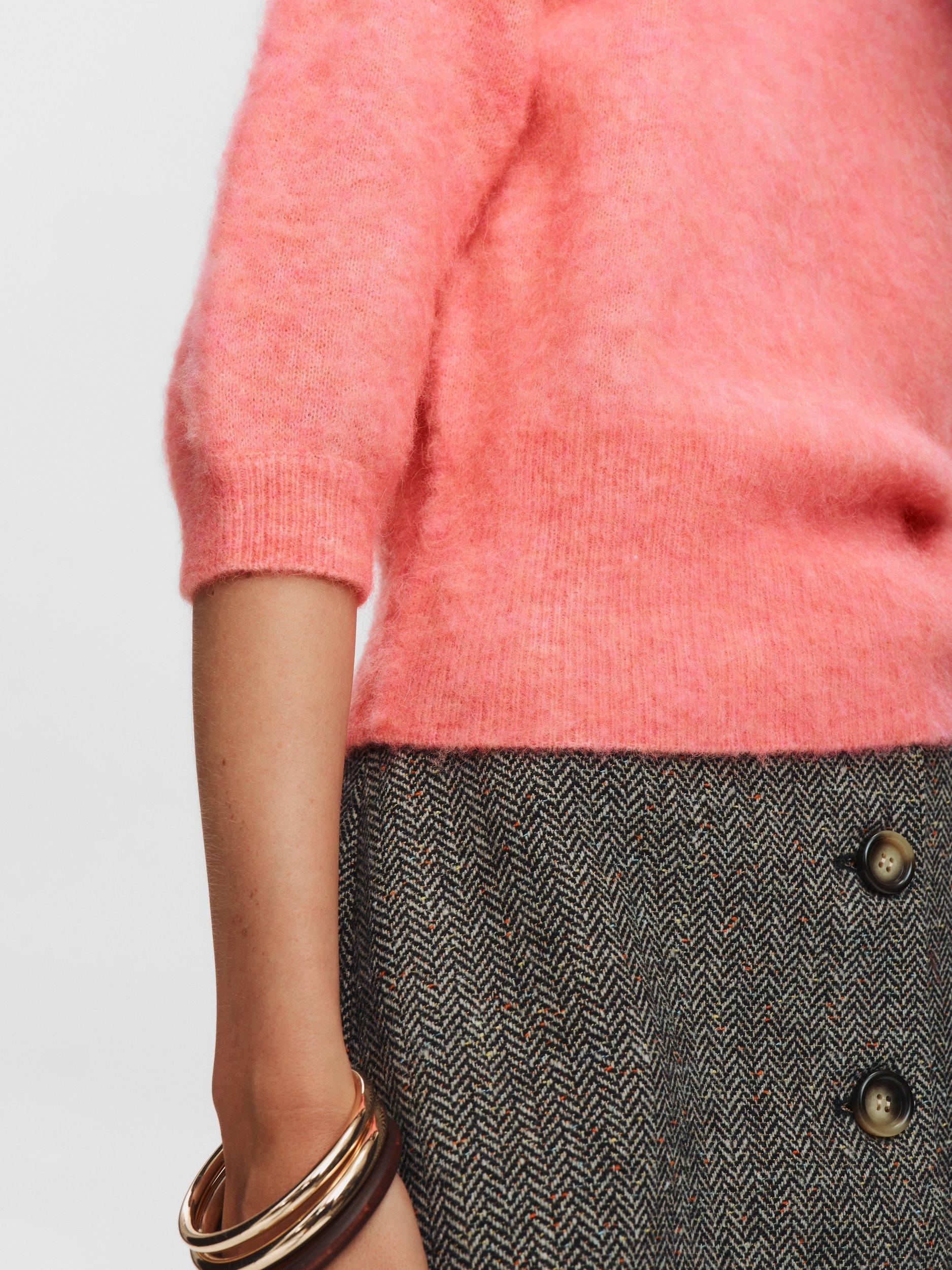 Product image 4 of 7, which shows Numph Suri Brushed Knit Jumper, Pink, S