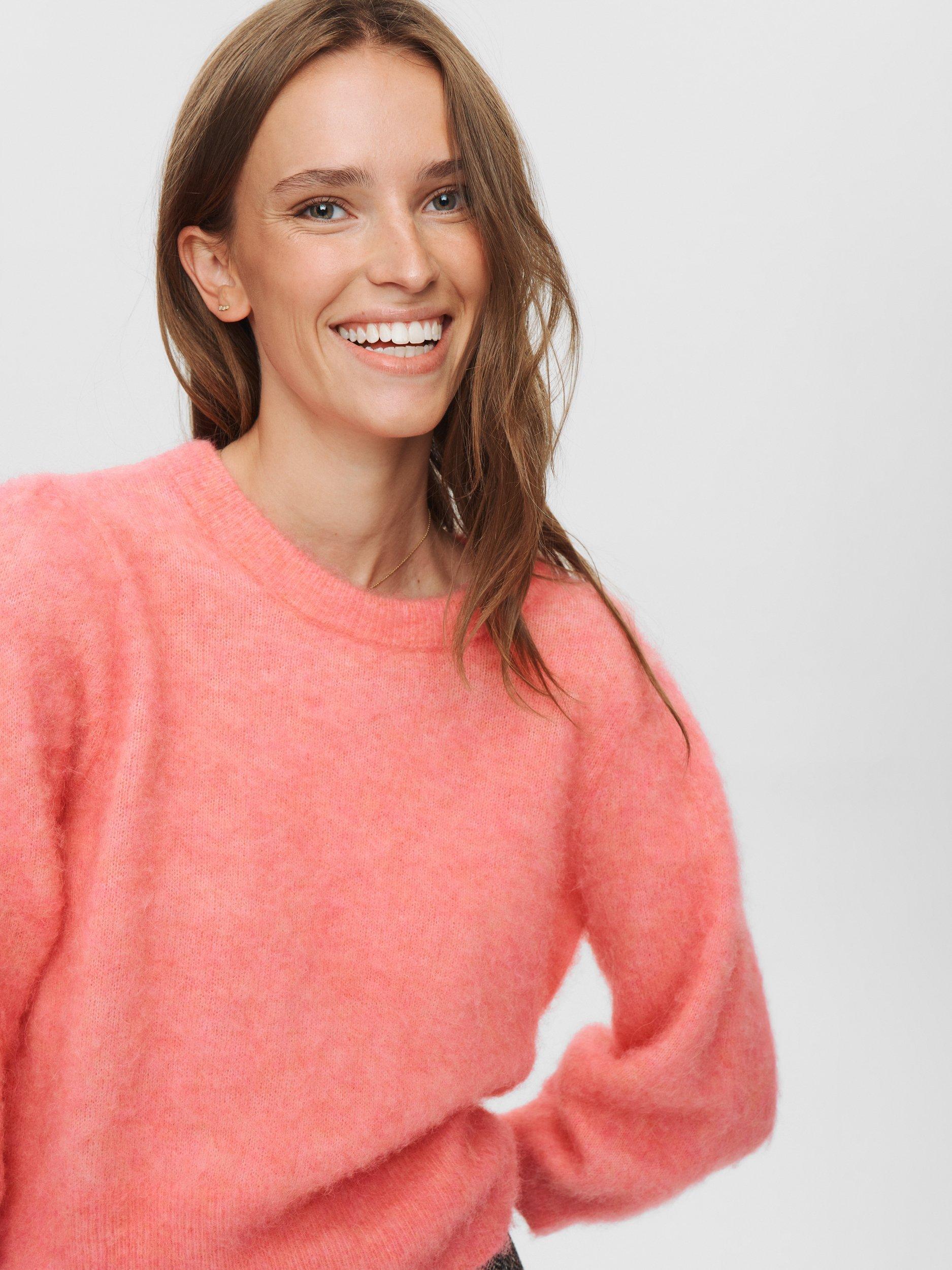Product image 5 of 7, which shows Numph Suri Brushed Knit Jumper, Pink, S