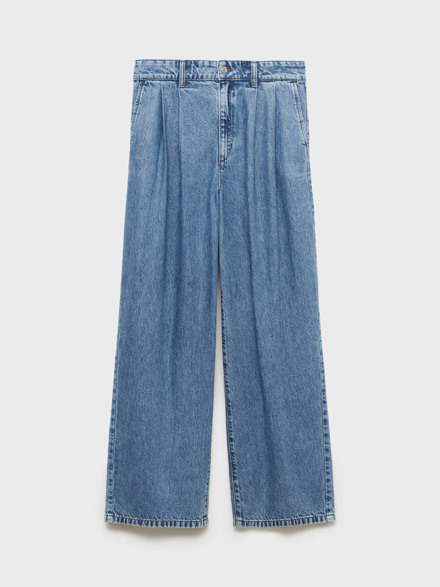 Product image 3 of 8, which shows Mango Melissa Cotton Blend Wide Leg Jeans, Medium Blue, 10