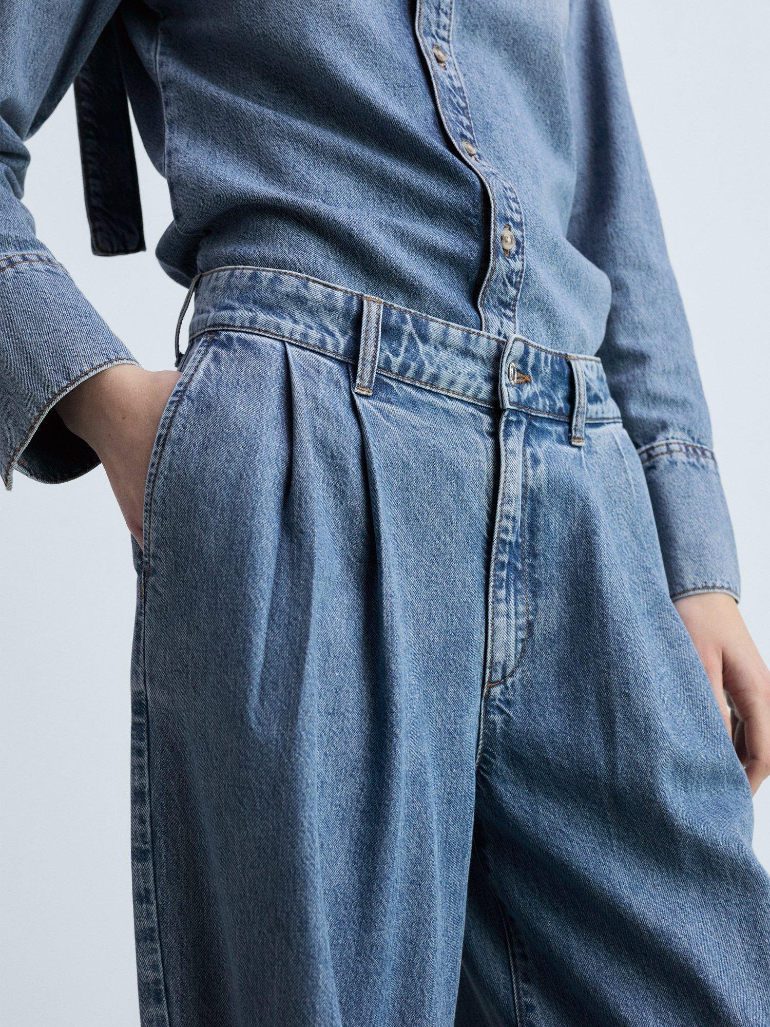 Product image 7 of 8, which shows Mango Melissa Cotton Blend Wide Leg Jeans, Medium Blue, 10