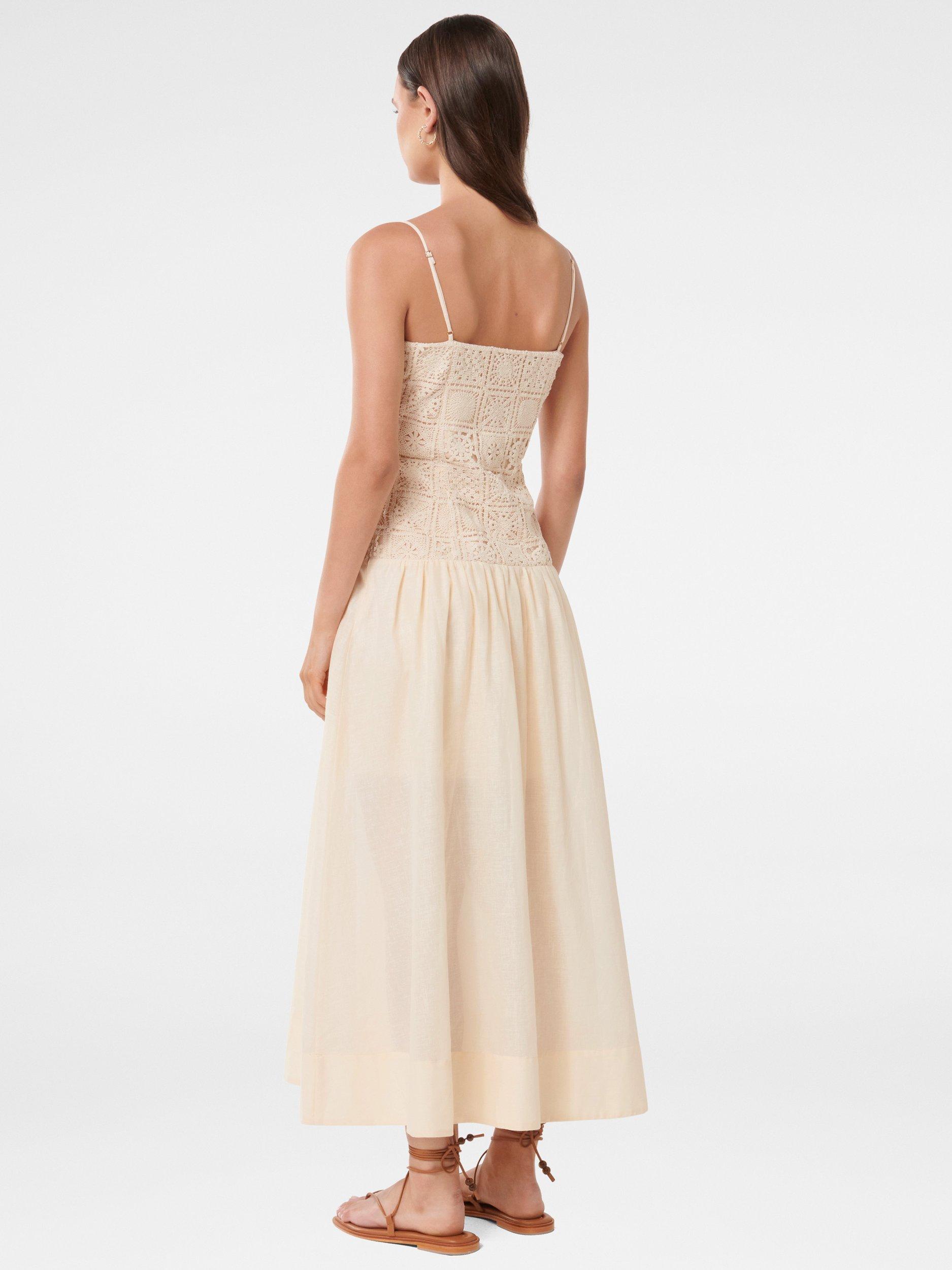 Product image 2 of 4, which shows Forever New Cara Crochet Midi Dress, Neutral, 4