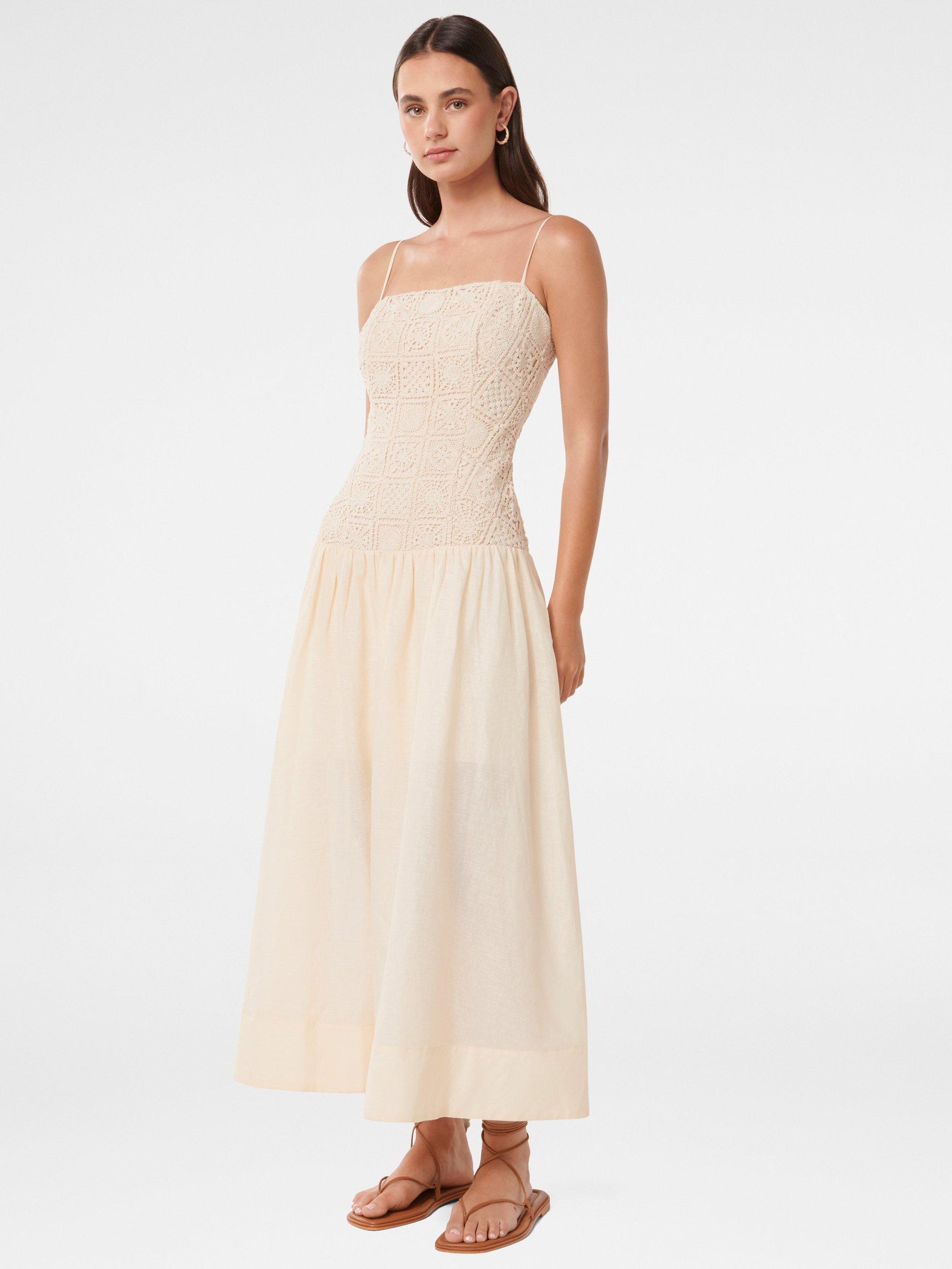 Product image 3 of 4, which shows Forever New Cara Crochet Midi Dress, Neutral, 4