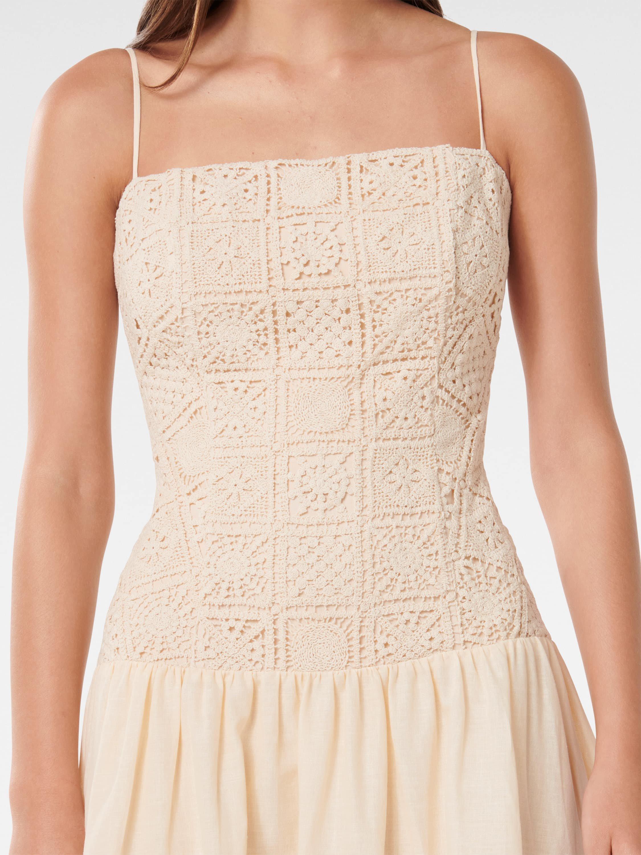 Product image 4 of 4, which shows Forever New Cara Crochet Midi Dress, Neutral, 4