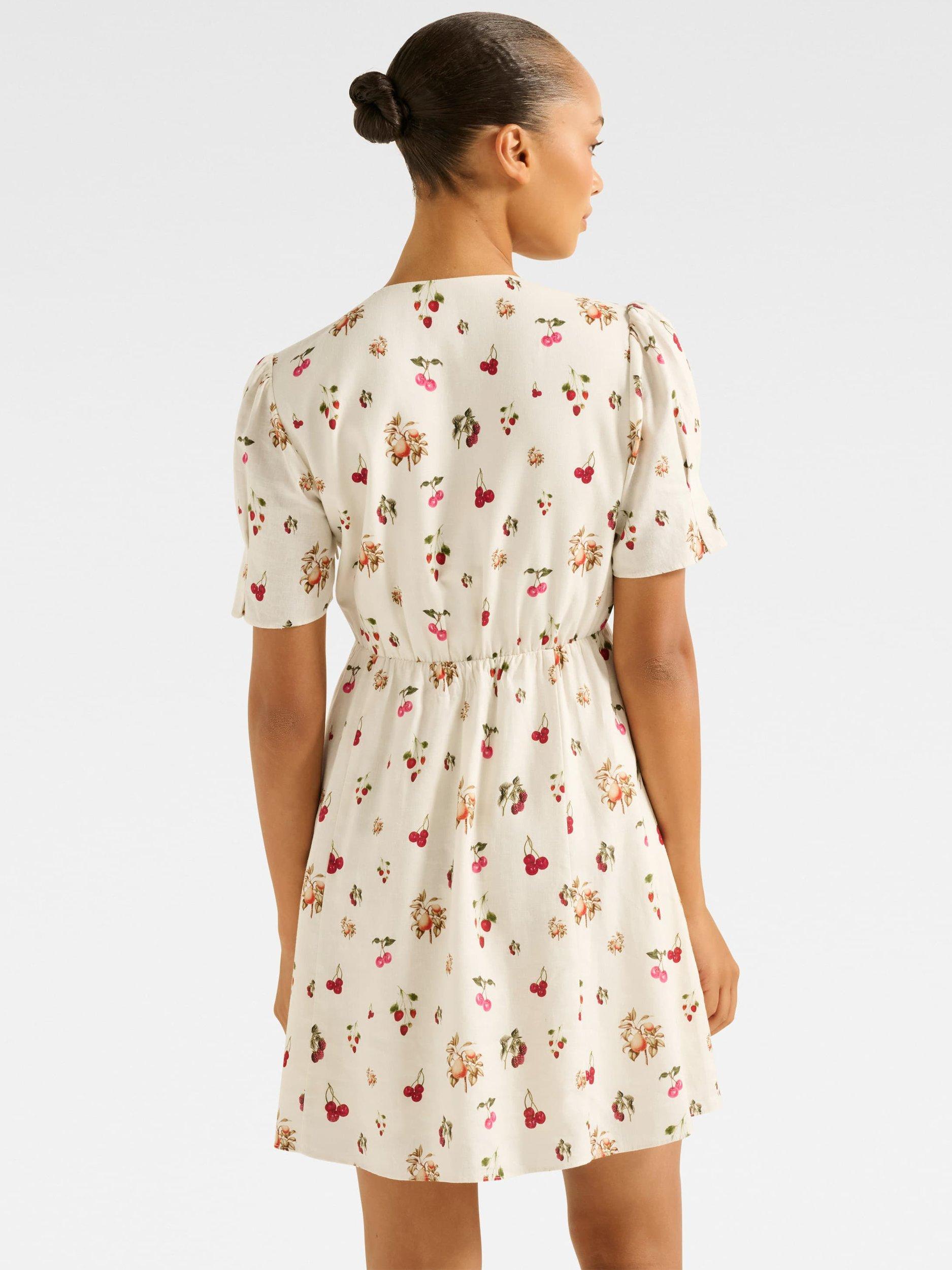Product image 2 of 5, which shows Forever New Berna Floral Cherry Mini Dress, Paola Tropical, 4