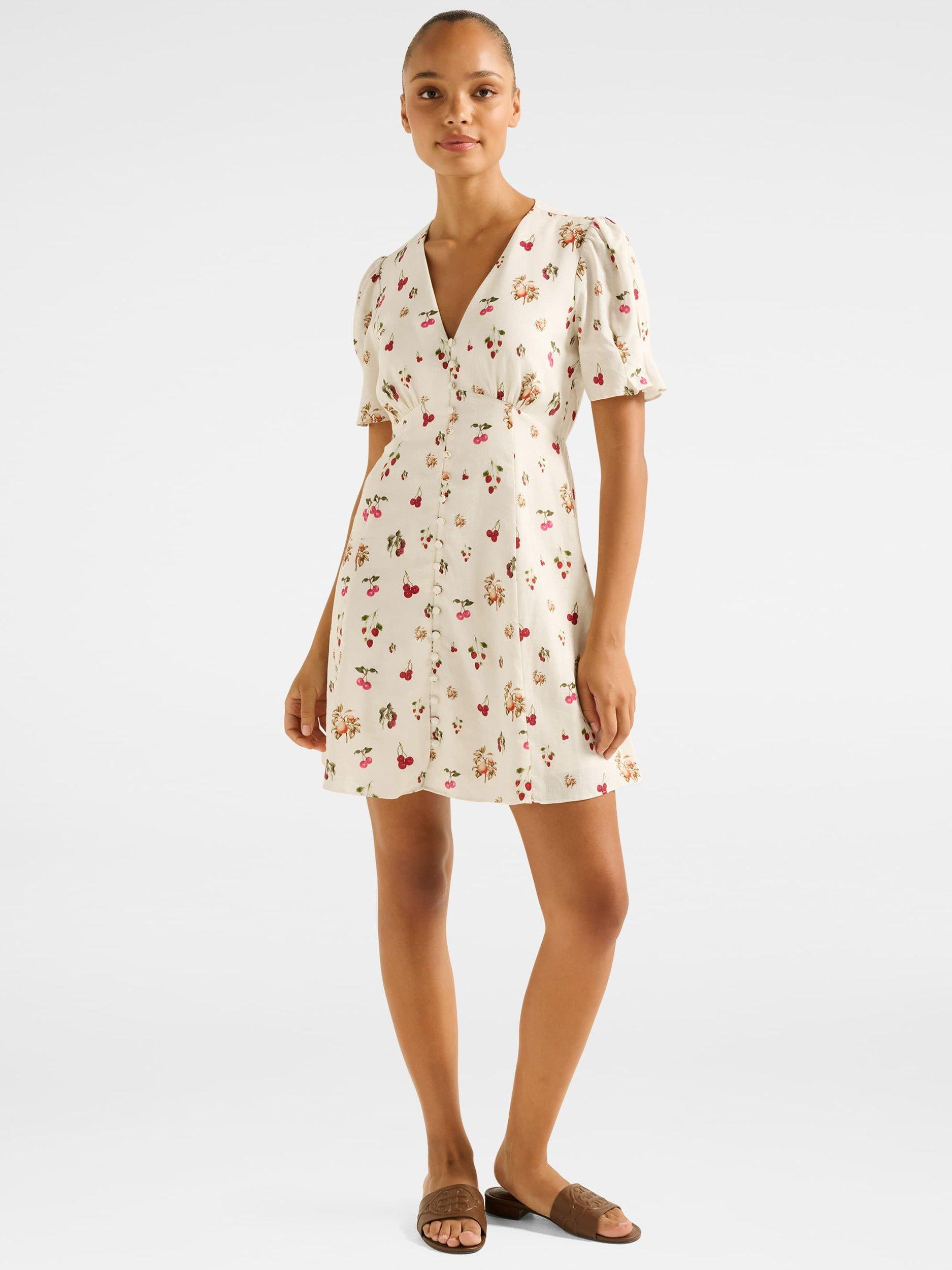 Product image 5 of 5, which shows Forever New Berna Floral Cherry Mini Dress, Paola Tropical, 4