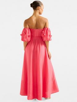 Forever New Cora Floral Applique Midi Dress, Bright Pink - view 2, Bright Pink