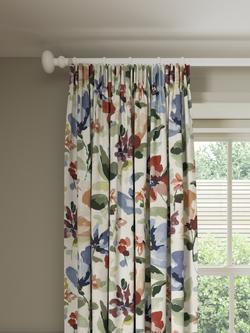 John Lewis Fleur Pair Blackout Lined Pencil Pleat Curtains, Multi, Multi