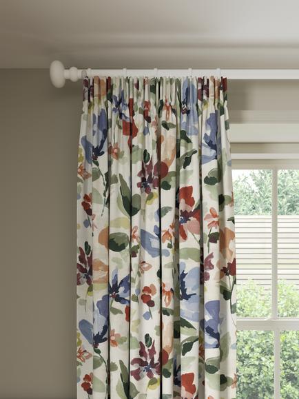 John Lewis Fleur Pair Blackout Lined Pencil Pleat Curtains, Multi, Multi