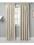 John Lewis Padstow Stripe Cotton Pair Lined Pencil Pleat Curtains, Putty