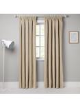 John Lewis Padstow Stripe Cotton Pair Lined Pencil Pleat Curtains, Putty