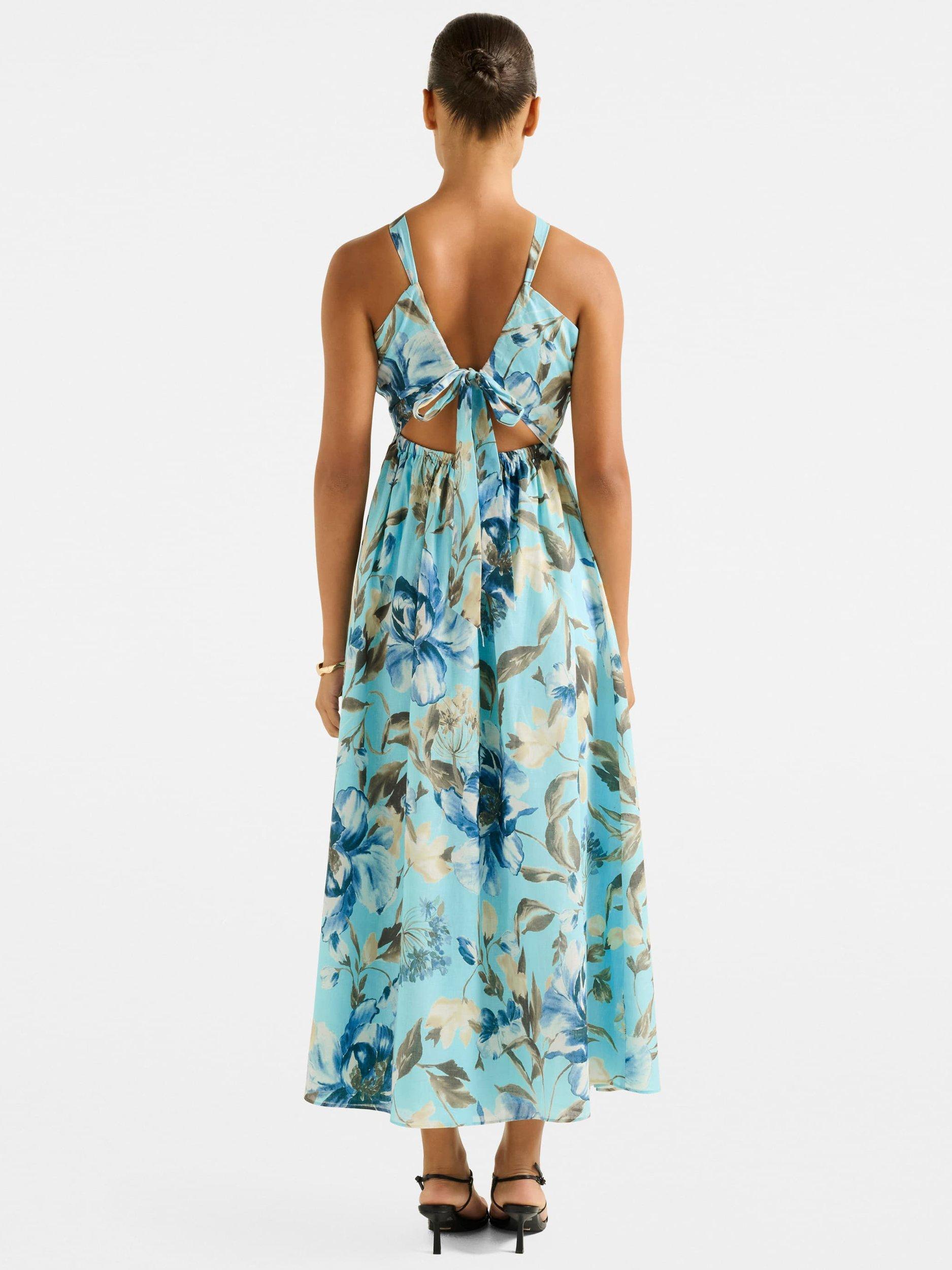 Product image 2 of 5, which shows Forever New Dakota Floral Halterneck Midi Dress, Multi, 4