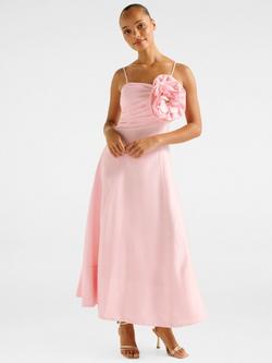 Forever New Felicia Flower Detail Midi Dress, Soft Pink, Soft Pink