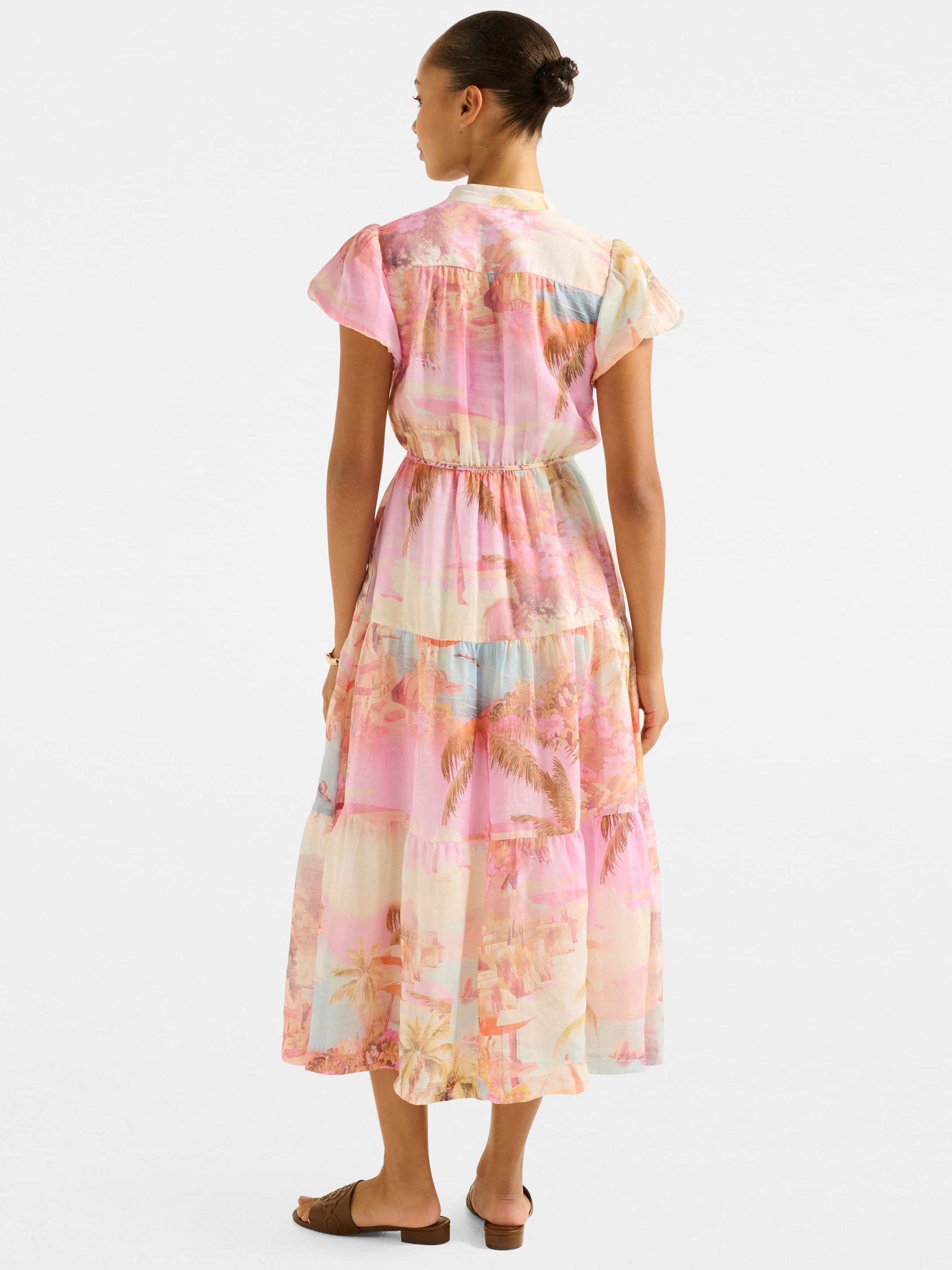Product image 2 of 5, which shows Forever New Jacqueline Puff Sleeve Tiered Midi Dress, Italian Holiday, 4