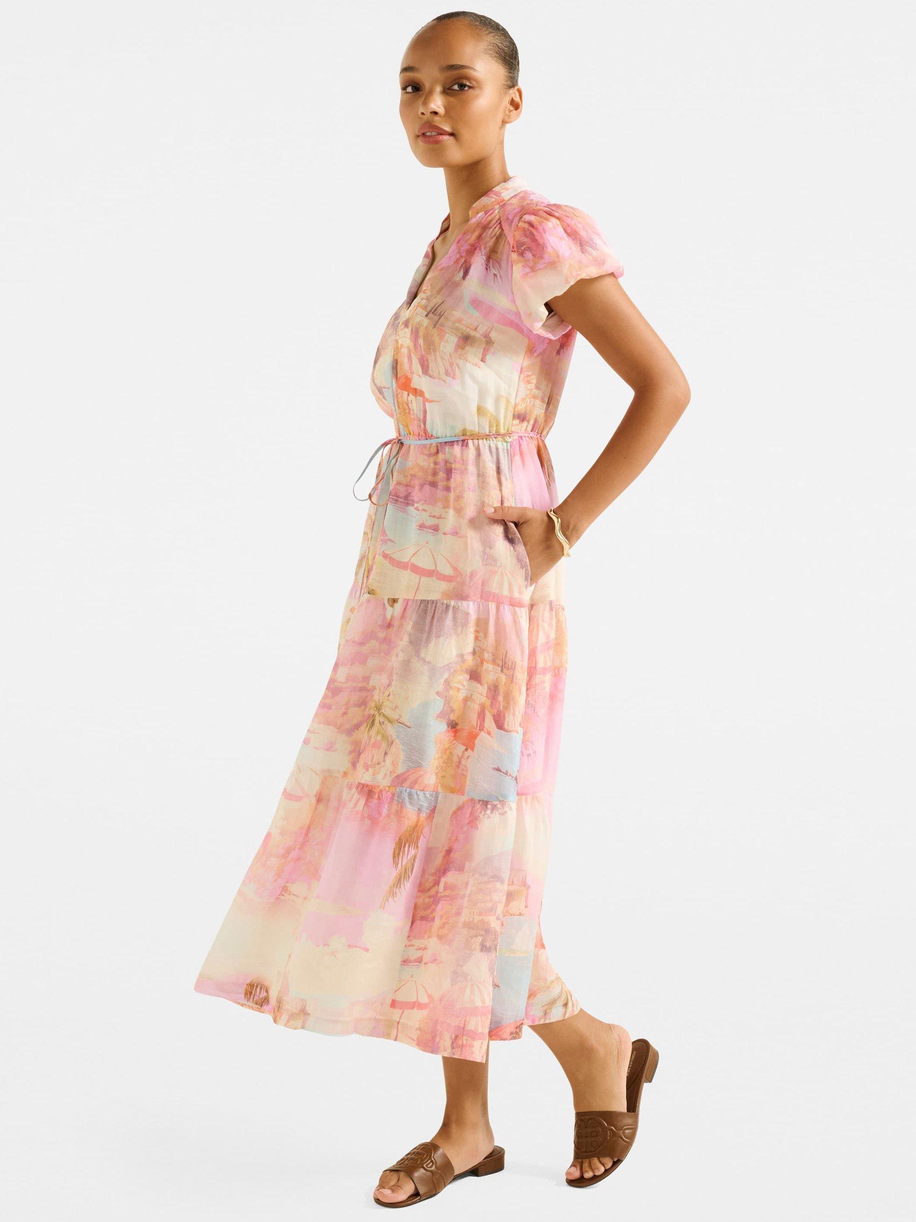 Product image 3 of 5, which shows Forever New Jacqueline Puff Sleeve Tiered Midi Dress, Italian Holiday, 4