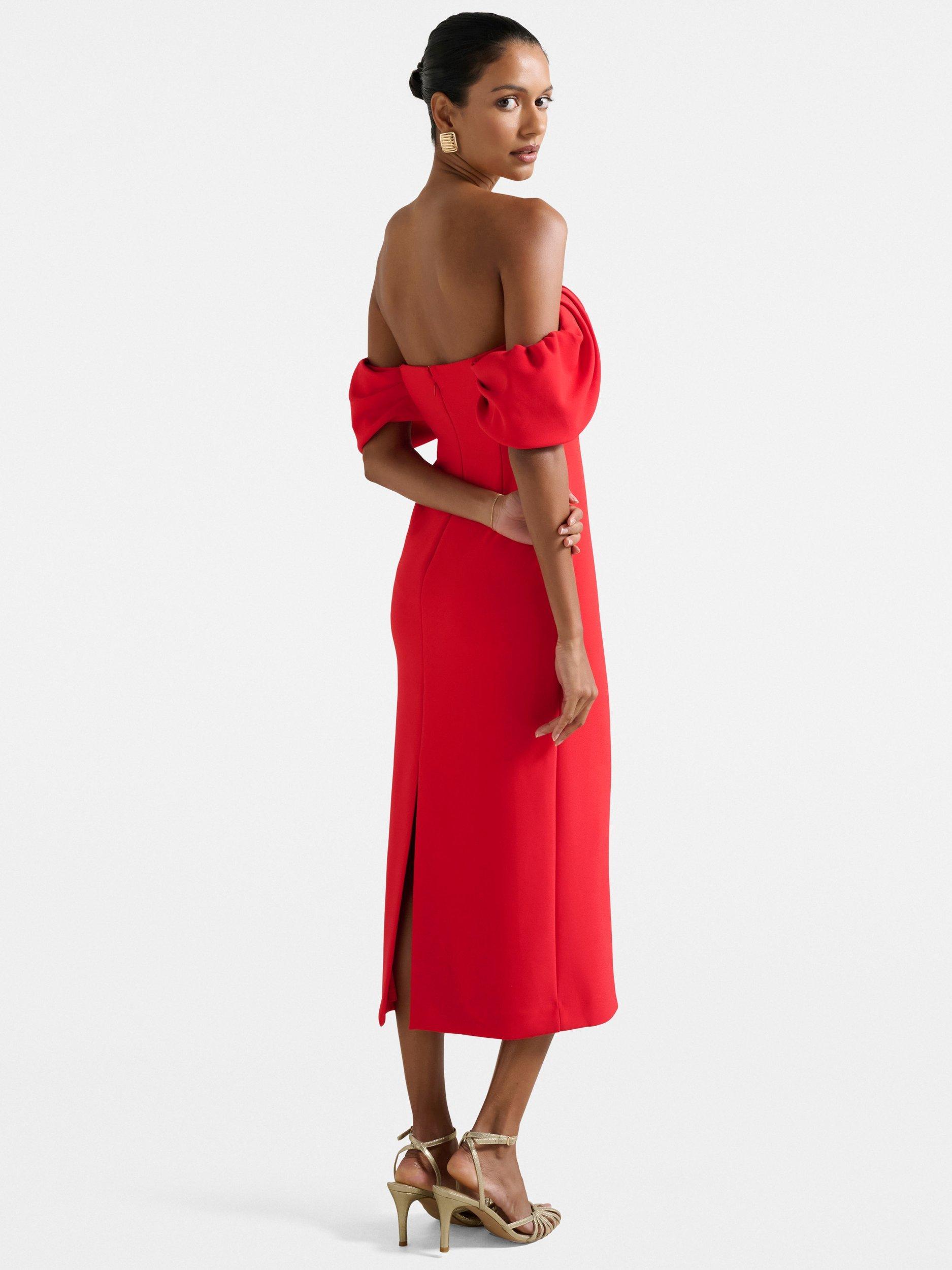 Product image 2 of 4, which shows Forever New Petite Jacinta Bodycon Midi Dress, Chilli Red, 4