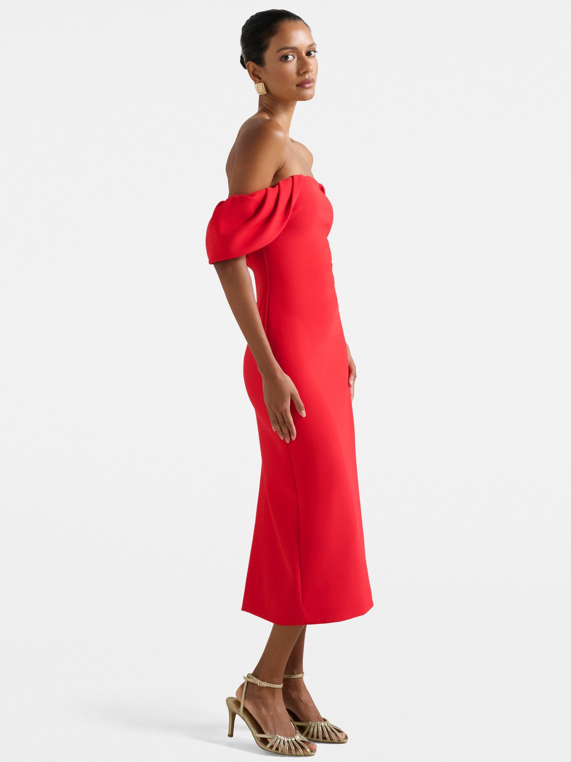 Product image 3 of 4, which shows Forever New Petite Jacinta Bodycon Midi Dress, Chilli Red, 4