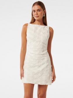 Forever New Finlay Textured Floral Mini Dress, Cream, Cream