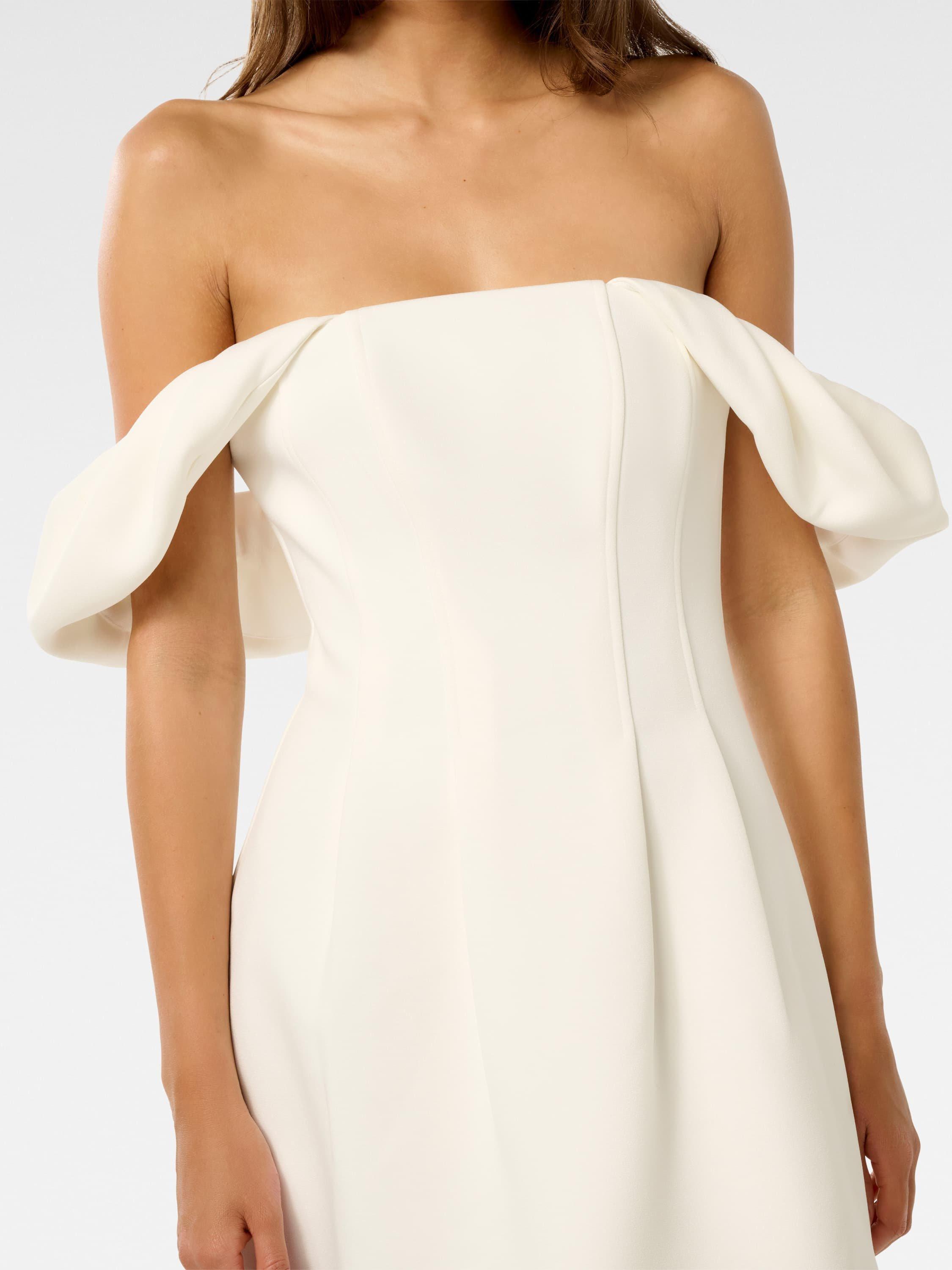 Product image 4 of 5, which shows Forever New Jacquie Off Shoulder Mini Dress, Porcelain, 4
