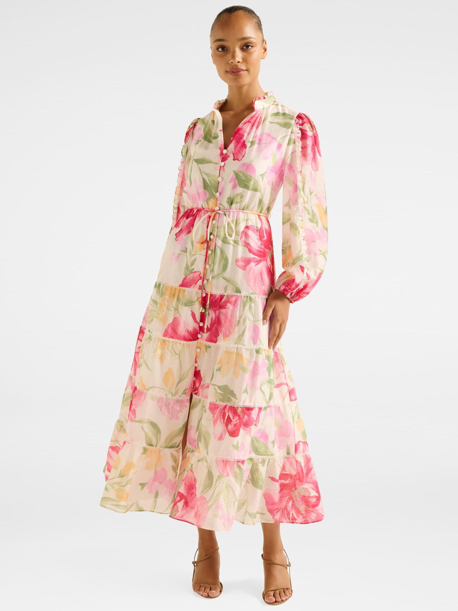 Product image 1 of 4, which shows Forever New Jessie Floral Tiered Midi Dress, Multi, 4
