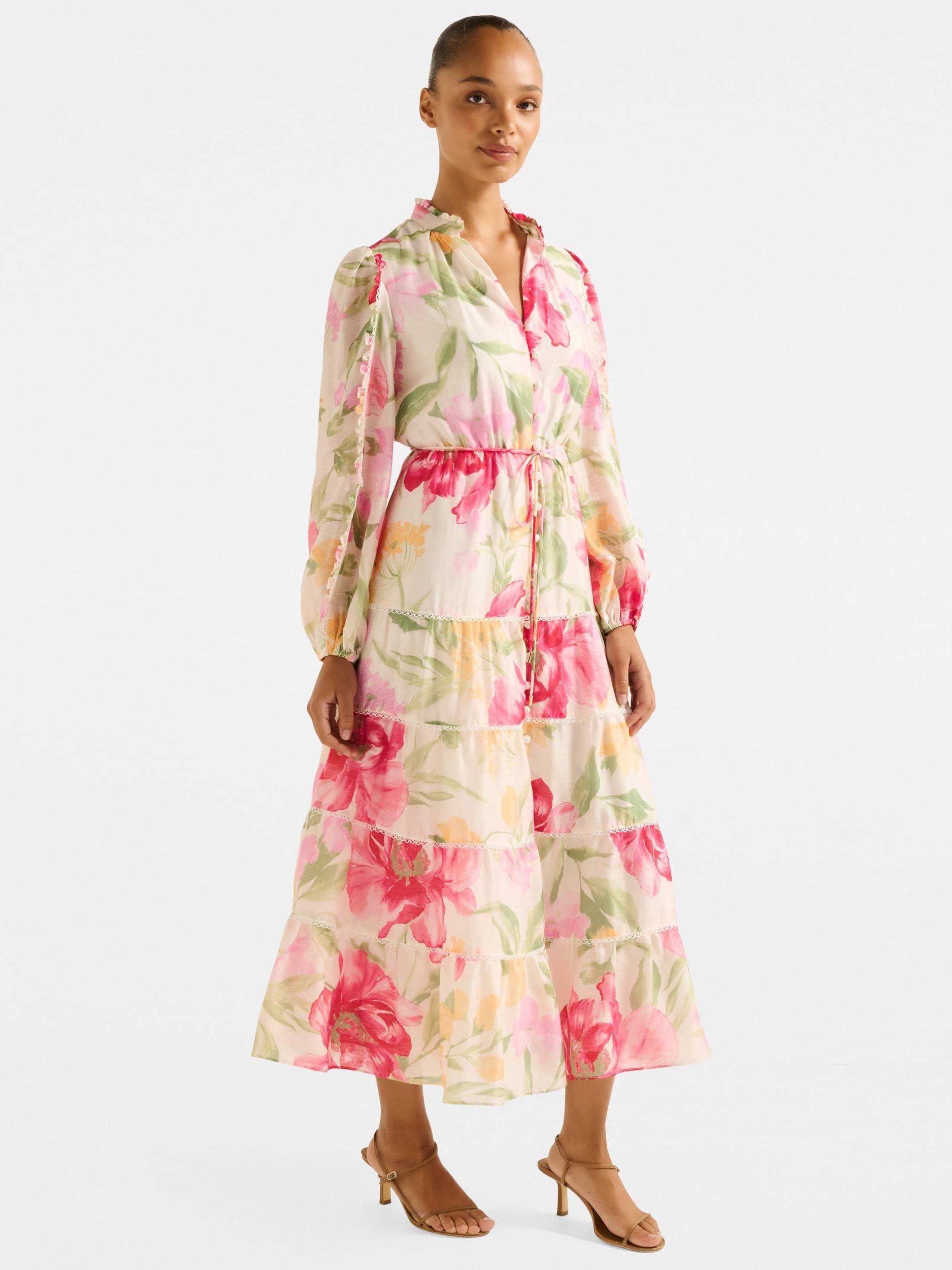 Product image 3 of 4, which shows Forever New Jessie Floral Tiered Midi Dress, Multi, 4
