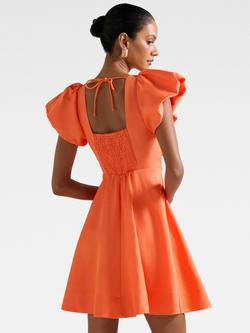 Forever New Petite June Ruched Mini Dress, Firecracker - view 2, Firecracker