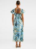 Forever New June Floral Ruched Midi Dress, Blue/Multi
