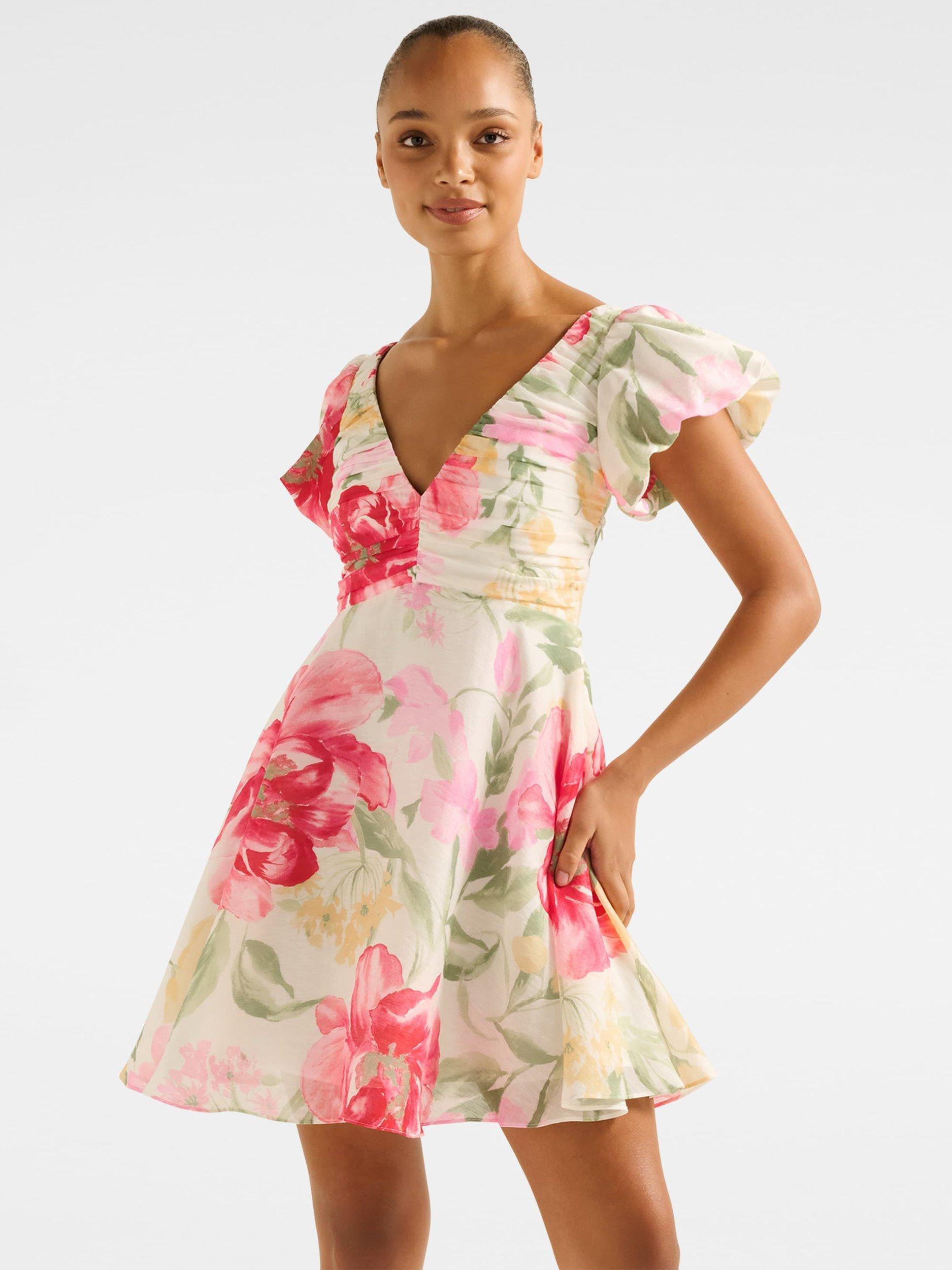 Product image 1 of 5, which shows Forever New June Floral Ruched Mini Dress, Multi, 4
