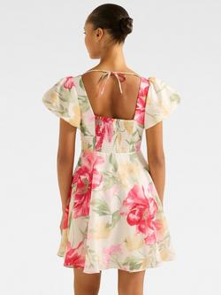 Forever New June Floral Ruched Mini Dress, Multi - view 2, Multi