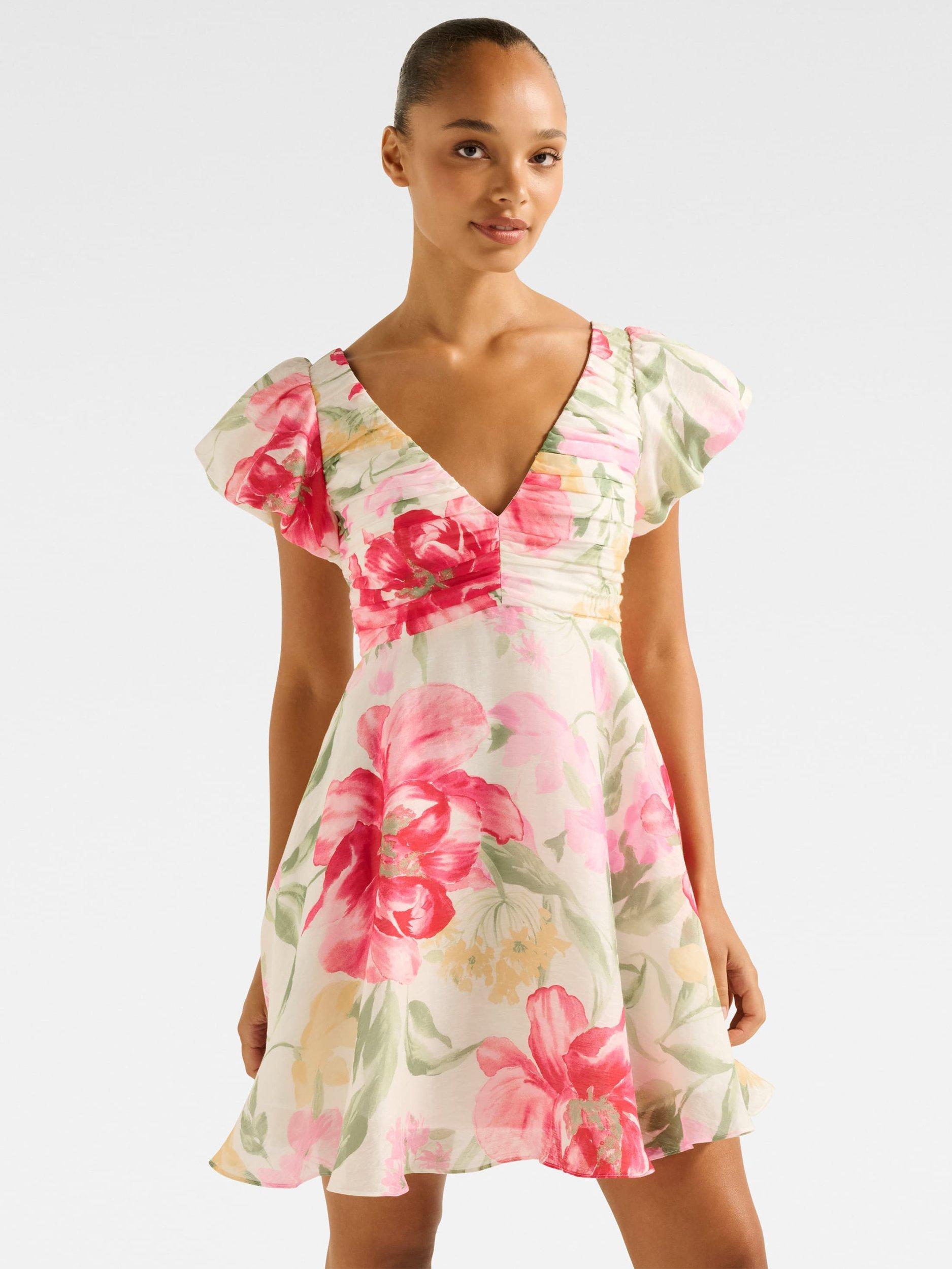 Product image 3 of 5, which shows Forever New June Floral Ruched Mini Dress, Multi, 4