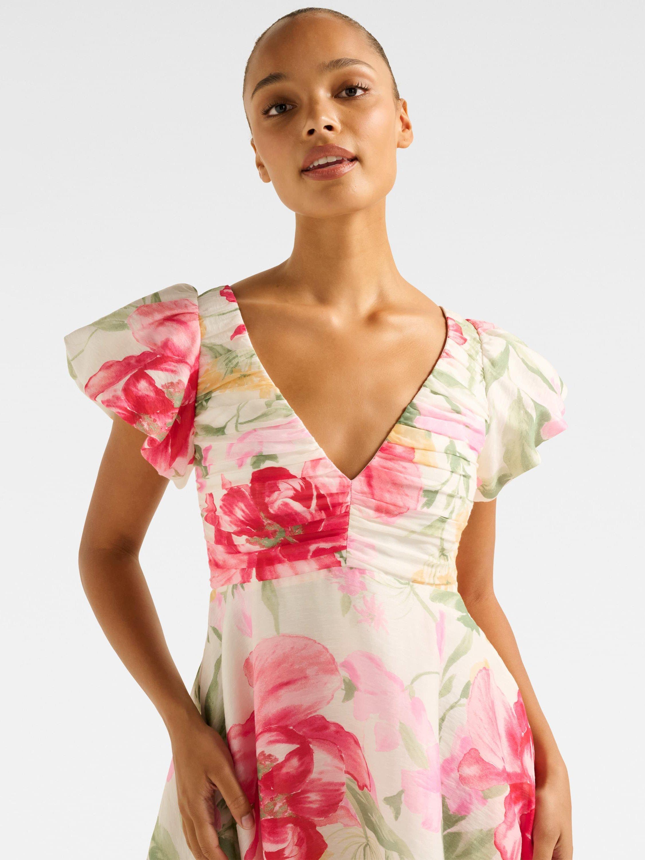 Product image 4 of 5, which shows Forever New June Floral Ruched Mini Dress, Multi, 4