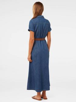 Forever New Lana Short Sleeve Mixed Blend Denim Midi Dress - view 2, Blue Mid Wash