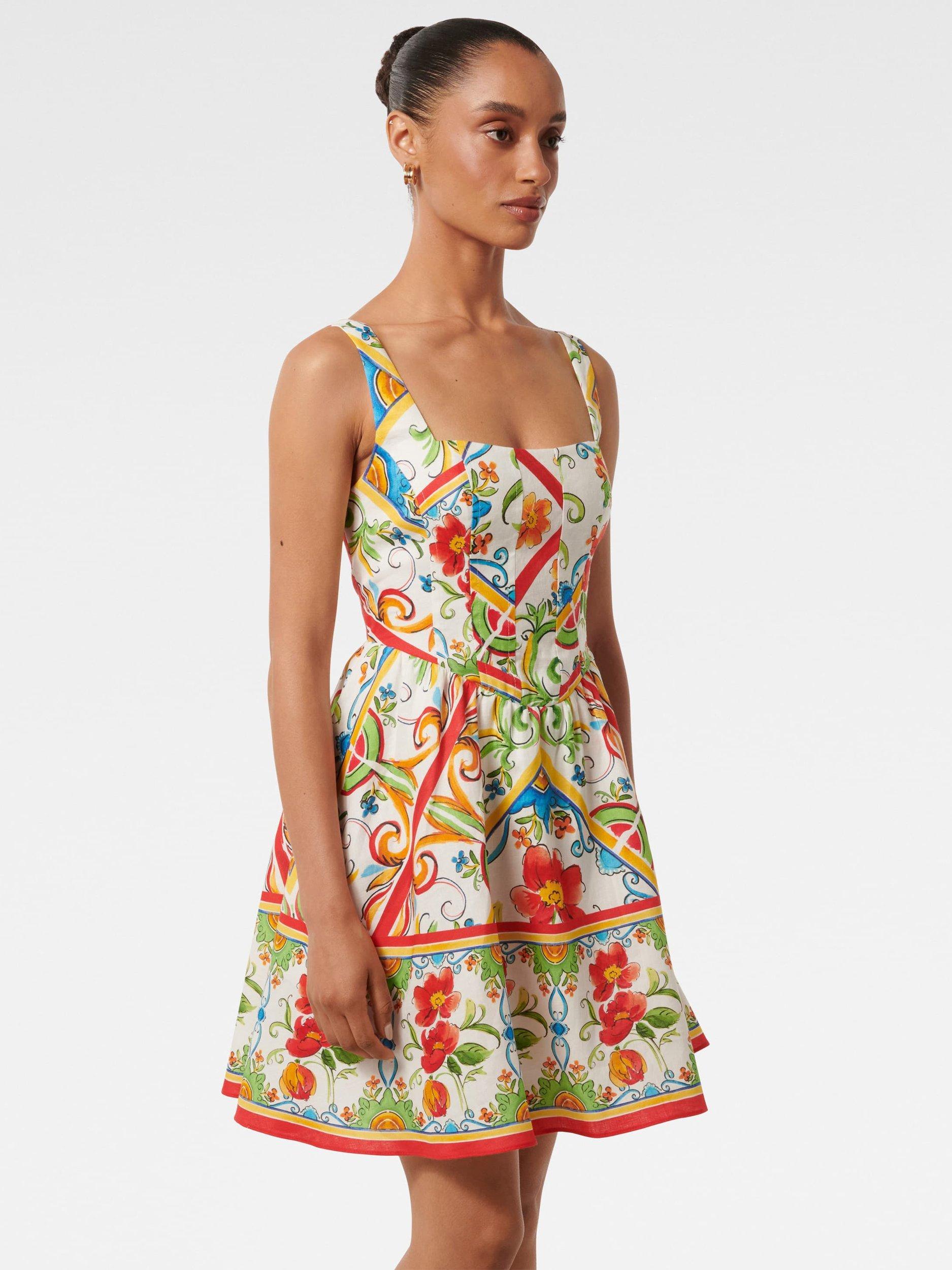 Product image 3 of 5, which shows Forever New Petite Leticia Corset Dress, Multi, 4