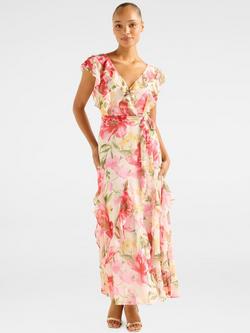 Forever New Naya Ruffle Midi Dress, Red Lyell, Red Lyell