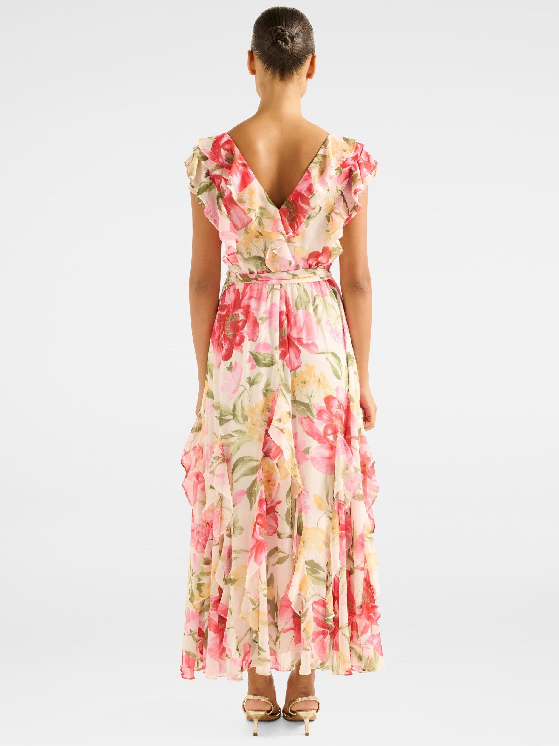 Product image 2 of 4, which shows Forever New Naya Ruffle Midi Dress, Red Lyell, 4