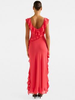 Forever New Olive Ruffle Maxi Dress, Hot Pink - view 2, Hot Pink