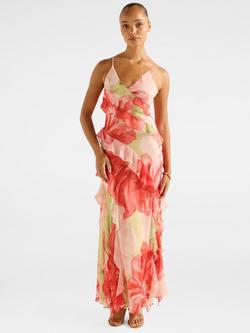 Forever New Poppy Ruffle Maxi Dress, Coral Amara, Coral Amara
