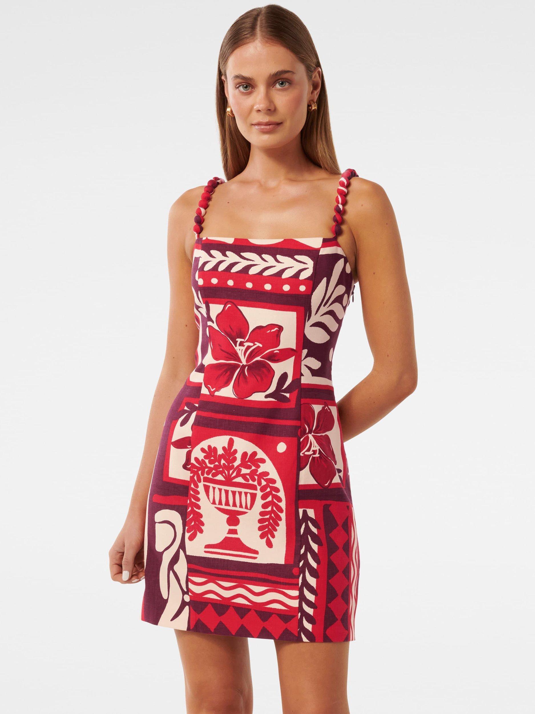 Product image 1 of 5, which shows Forever New Petite Sasha Linen Blend Dress, Athena Tile, 4