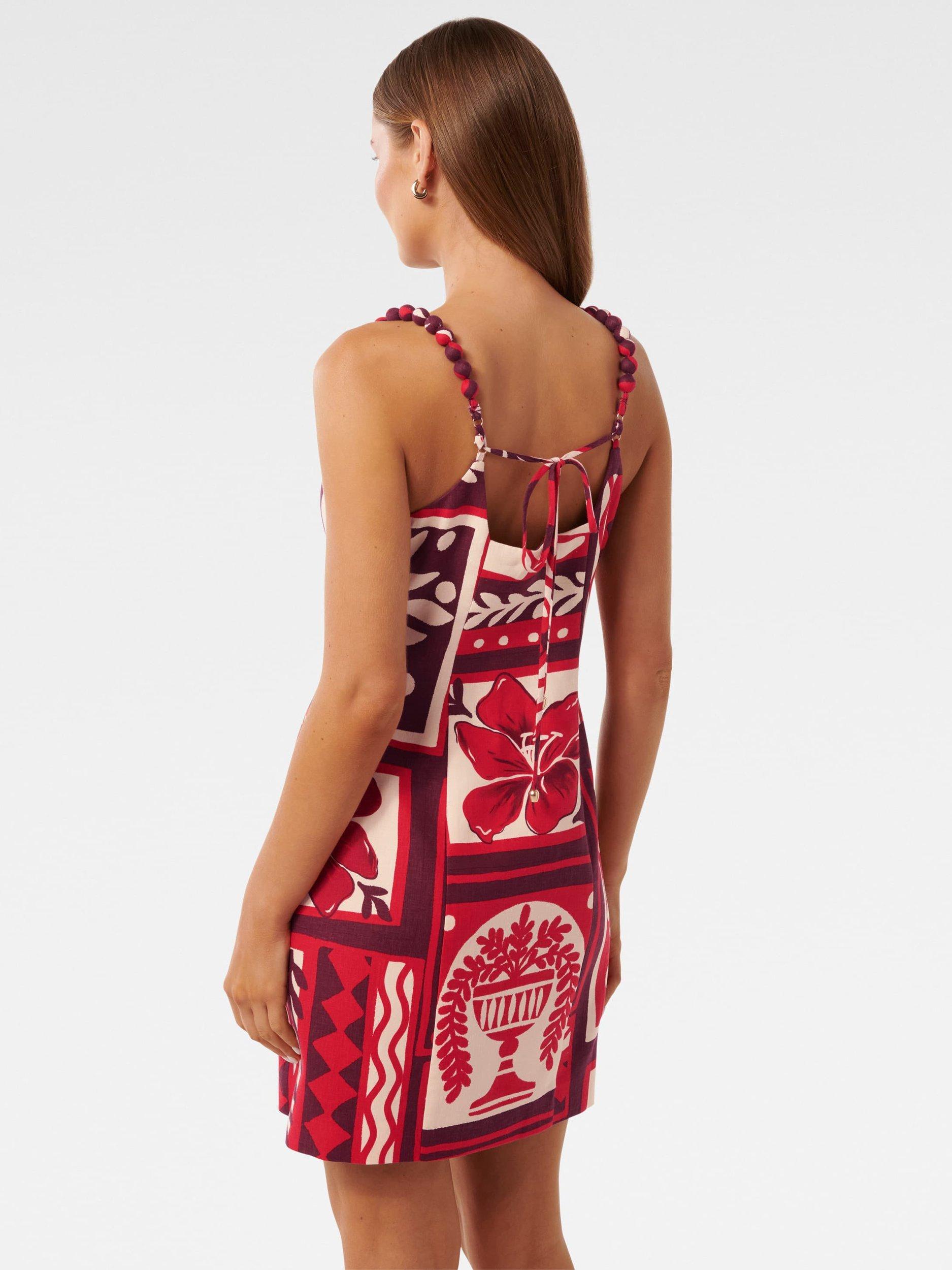 Product image 2 of 5, which shows Forever New Petite Sasha Linen Blend Dress, Athena Tile, 4