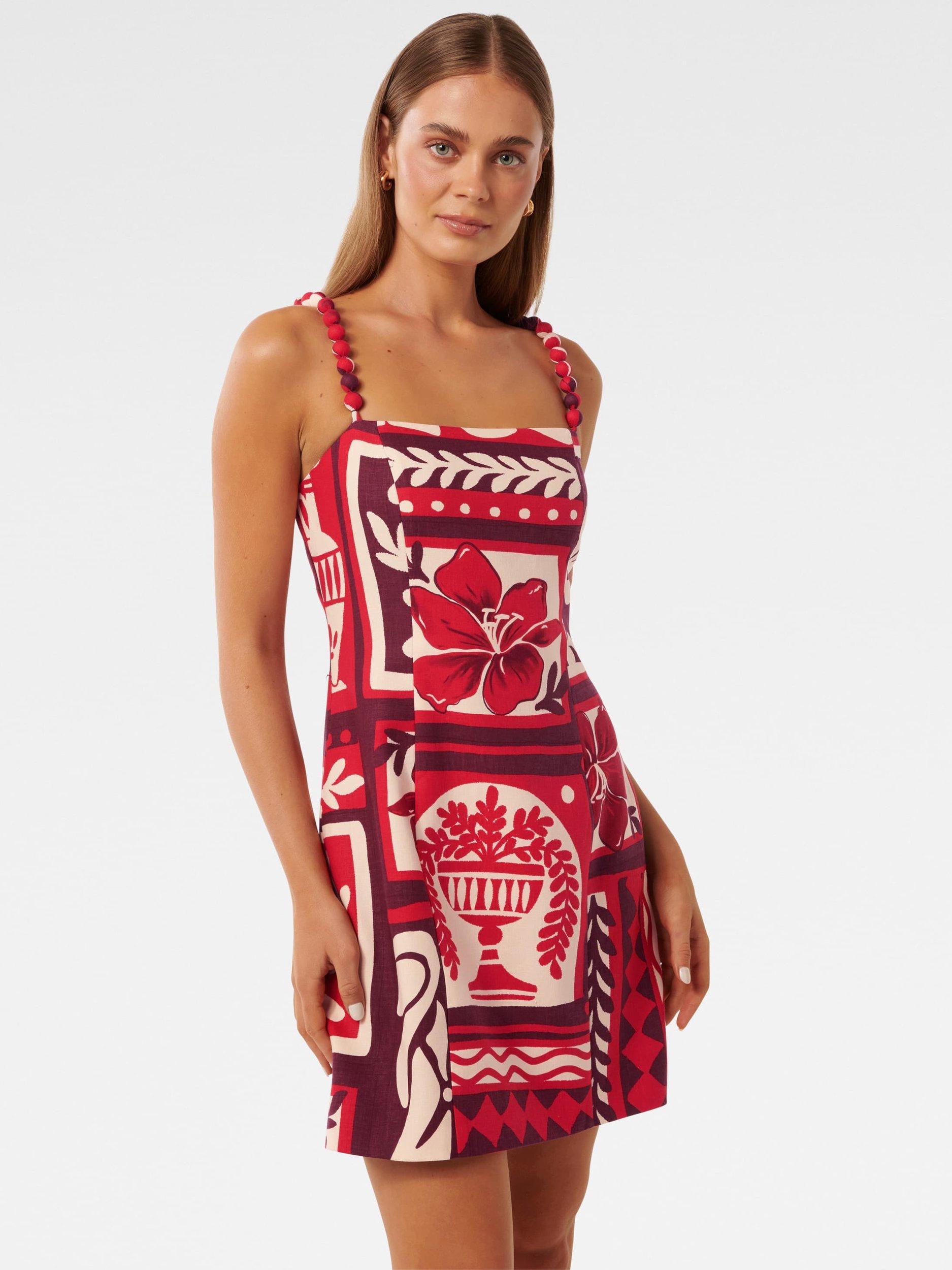 Product image 3 of 5, which shows Forever New Petite Sasha Linen Blend Dress, Athena Tile, 4