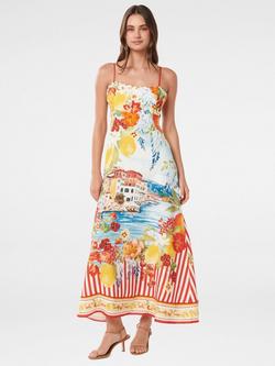 Forever New Sicilia Printed Linen Blend Midi Dress, Tropea Postcard, Tropea Postcard