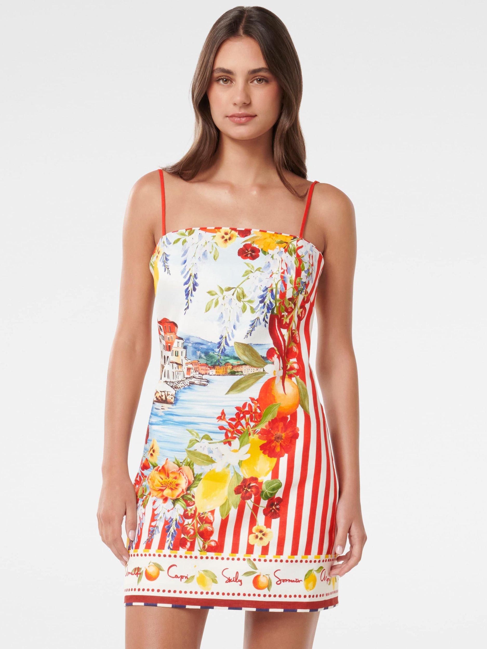 Product image 1 of 5, which shows Forever New Sierra Linen Mini Dress, Tropea Postcard, 4