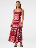 Forever New Simona Square Neck Linen Midi Dress, Athena Tile